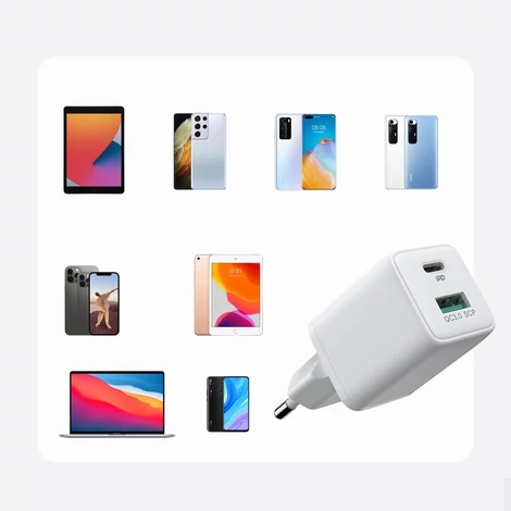 Joyroom fali gyorstöltő (EU csatlakozó), USB / USB Typ C, 30W, Power Delivery, QuickCharge 3.0, AFC FCP, fehér (L-QP303)