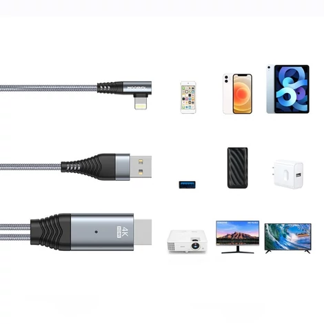 Joyroom Lightning – HDMI 4K@60Hz adapter kébel képernyőtükrözéshez, szürke (SY-35L1)