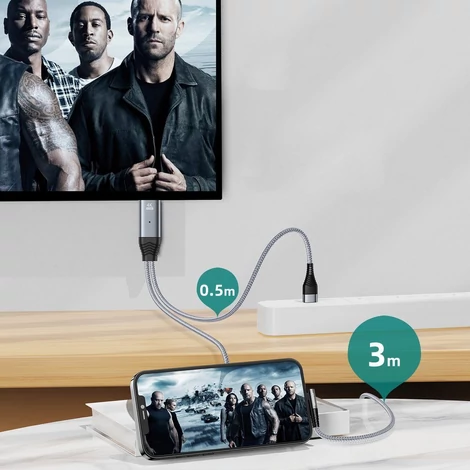 Joyroom Lightning – HDMI 4K@60Hz adapter kébel képernyőtükrözéshez, szürke (SY-35L1)