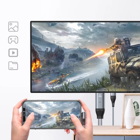 Joyroom Lightning – HDMI 4K@60Hz adapter kébel képernyőtükrözéshez, szürke (SY-35L1)