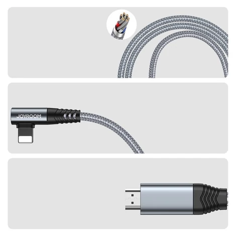 Joyroom Lightning – HDMI 4K@60Hz adapter kébel képernyőtükrözéshez, szürke (SY-35L1)
