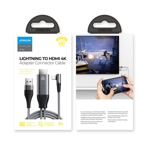 Joyroom Lightning – HDMI 4K@60Hz adapter kébel képernyőtükrözéshez, szürke (SY-35L1)