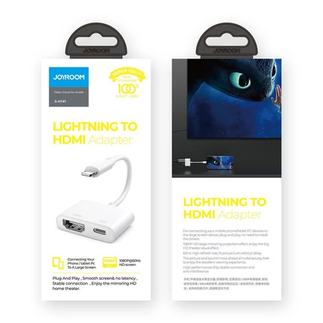 Joyroom adapter Lightning  - digitális HDMI-adapter + Lightning FullHD 1080p 60 Hz, fehér (S-H141-white)