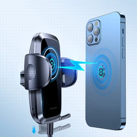 Joyroom vezeték nélküli autós töltő és műszerfalra szerelhető telefontartó, Qi töltő, 15 W, fekete (JR-ZS241-2)