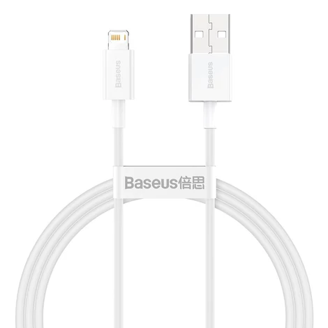 Baseus Superior USB - Lightning gyorstöltő adatkábel, 2,4 A, 1 m, fehér (CALYS-A02)