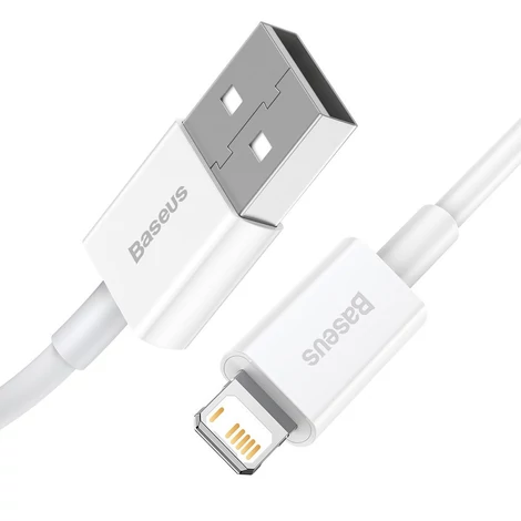 Baseus Superior USB - Lightning gyorstöltő adatkábel, 2,4 A, 1 m, fehér (CALYS-A02)