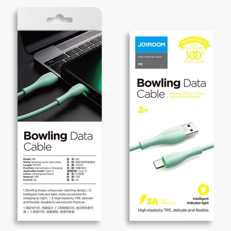 Joyroom USB - USB Type C kábel, 3 A, 1 m, fekete (S-1030M8)