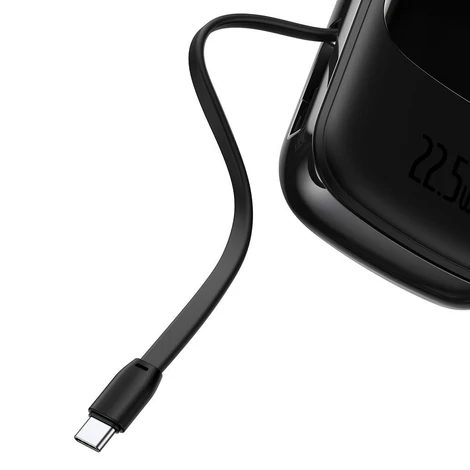 Baseus Qpow digitális kijelzős Power bank 20000mAh 22,5W USB / USB Type C / USB Type C kábel, Gyorstöltés, SCP AFC FCP, fekete (PPQD-I01)