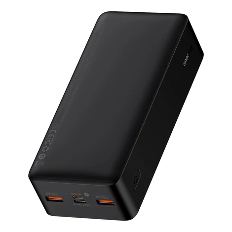 Baseus Bipow digitális kijelzős Power bank 30000mAh, 20W, 2x USB / USB Type C / micro USB,  Quick Charge, AFC FCP, fekete (PPDML-N01)