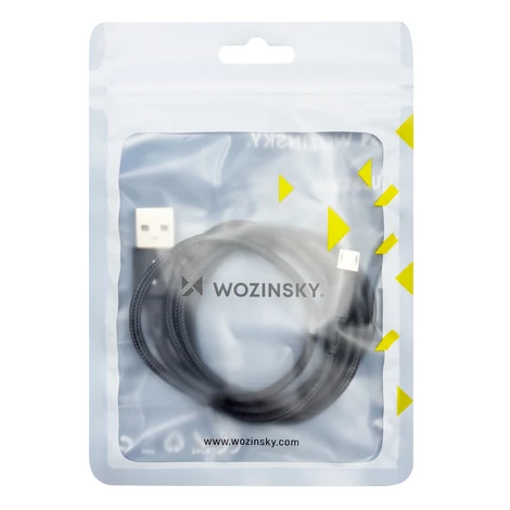 Wozinsky kábel USB - microUSB, 2,4A, 2m, fekete (WUC-M2B)