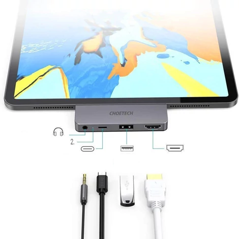 Choetech multifunkcionális USB HUB Typ C 4in1, 60W, PD, Apple iPad Pro készülékhez  (HUB-M13)