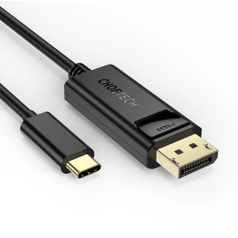 Choetech egyirányú USB Type C monitor videokábel - Display Port 4K, 1,8m, fekete (XCP-1801BK-V1)