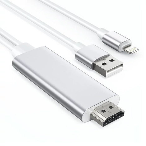 Choetech USB videokábel, Lightning-HDMI adapter TV-monitorhoz, 1,8 m, fehér (LH0020)