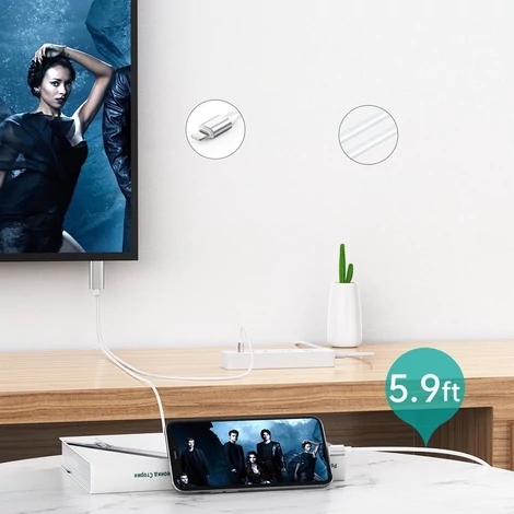 Choetech USB videokábel, Lightning-HDMI adapter TV-monitorhoz, 1,8 m, fehér (LH0020)