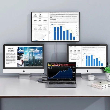 Choetech 12 az 1-ben többfunkciós HUB, 2x USB Type C - USB Type C Thunderbolt 3 100W / 2x HDMI + 1x DisplayPort 4K @ 60Hz / 2x USB 3.2 Gen 1 / 2x USB 2.0 / SD és microSD kártyaolvasó / RJ45 Ethernet 1 Gbps / 3.5 mm mini jack MacBook Pro / Air készülékhez,