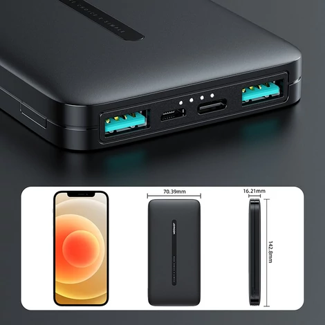 Joyroom power bank 10000mAh, 2,1A, 2x USB, fehér (JR-T012-white)