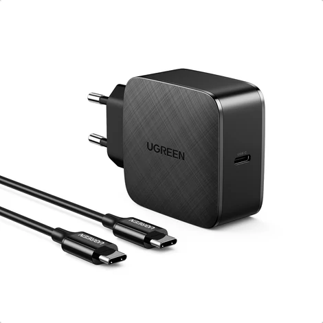Fali töltő UGREEN CD217, 65 W, USB-C (fekete) + USB-C - USB-C kábel, 2 m (fekete)