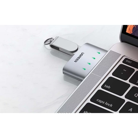 UGREEN CM412 adapter, USB-C - 2x USB 3.0 (szürke)
