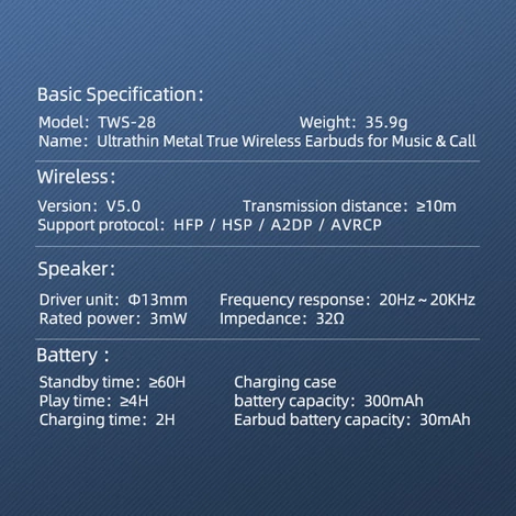 Remax vezeték nélküli fülhallgató TWS bluetooth 5.0, 300mAh, szürke (TWS-28-grey)