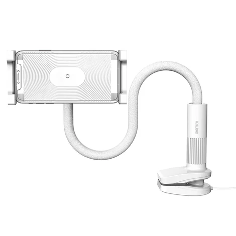 Choetech 2 az 1-ben rugalmas telefontartó vezeték nélküli töltővel, 10 W, fehér (T548-S)