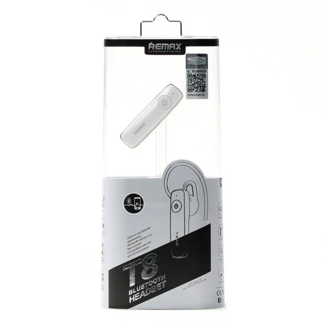 Remax T8 Bluetooth Headset, fülbe helyezhető fülhallgató fülkampóval, fehér