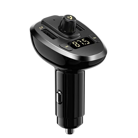 Remax Kimbay FM Transmitter, autós töltő, 2x USB, 3A, fekete (RCC109-black)