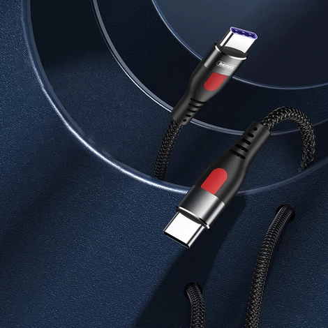 Remax LESU sorozatú gyorstöltő kábel USB Type C - USB Type C PD, 65W, 1m, fekete (RC-195C-C)