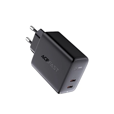 Acefast töltő 2x USB Type C 40W, PPS, PD, QC 3.0, AFC, FCP, fekete (A9-black)