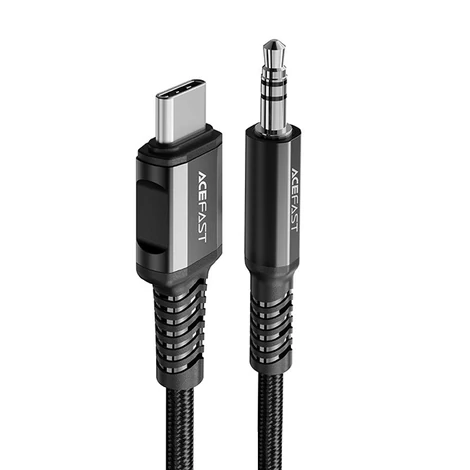 Acefast audiokábel USB Type C - 3,5 mm-es mini jack (dugasz) 1,2 m, AUX, fekete (C1-08-C-3,5mm-black)