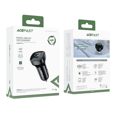 Acefast autós töltő 66W USB Type C / USB, PPS, Power Delivery, Quick Charge 4.0, AFC, FCP, fekete (B4-black)
