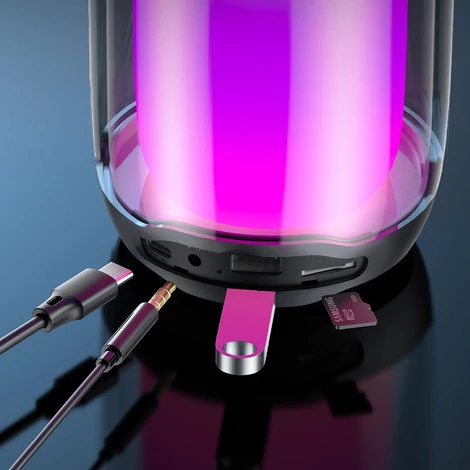 WK Design hordozható vezeték nélküli Bluetooth 5.0 hangszóró, RGB, 2000mAh, fekete (D31-black)