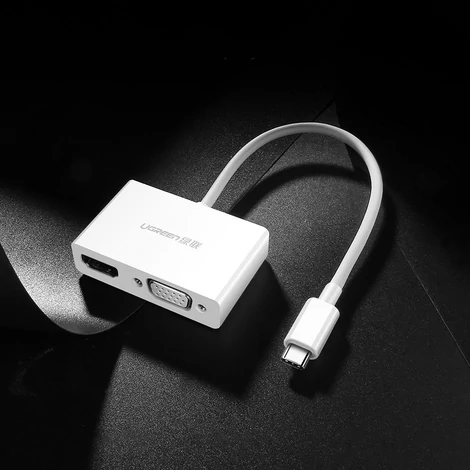 Ugreen adapter videó konverter USB Type C - HDMI / VGA, fehér (MM123)