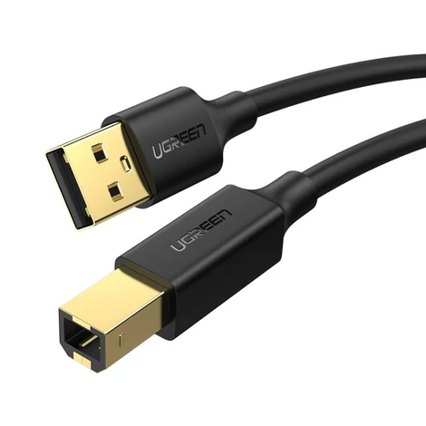 UGREEN US135 USB 2.0 AB nyomtatókábel, aranyozott, 1 m (fekete)