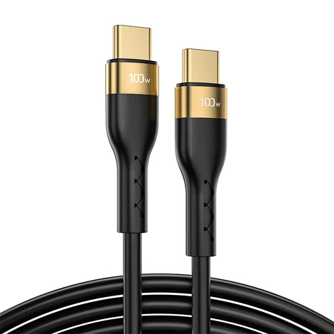 Joyroom Liquid Silicone USB Type C - USB Type C töltő / adatkábel PD 100W, 2m, fekete (S-2050N18-10-black)