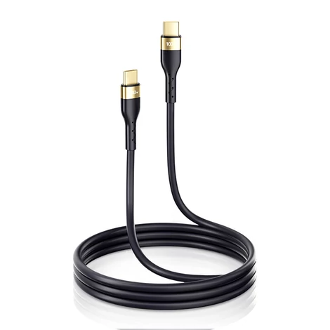 Joyroom Liquid Silicone USB Type C - USB Type C töltő / adatkábel PD 100W, 2m, fekete (S-2050N18-10-black)