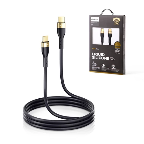 Joyroom Liquid Silicone USB Type C - USB Type C töltő / adatkábel PD 100W, 2m, fekete (S-2050N18-10-black)