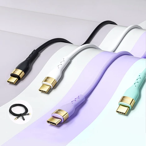 Joyroom Liquid Silicone USB Type C - USB Type C töltő / adatkábel PD 100W, 2m, fekete (S-2050N18-10-black)