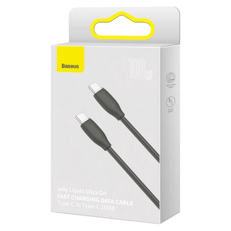 Baseus USB Type C - USB Type C 100W kábel, 1,2 m hosszú, Jelly Liquid Silica Gel - fekete (CAGD030001)