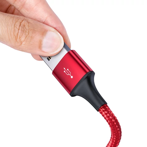 Baseus 3 az 1-ben kábel USB csatlakozókkal - USB Type C / Lightning / micro USB, 1.2m, 3.5A, piros (CAJS000009)