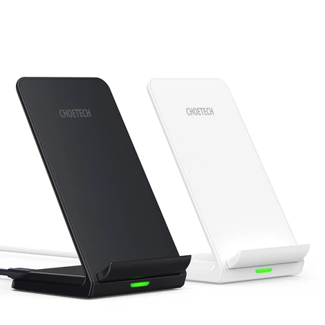 Choetech szett 2 x Qi vezeték nélküli töltőállvány, 10 W, fekete-fehér állvány (T524-S)