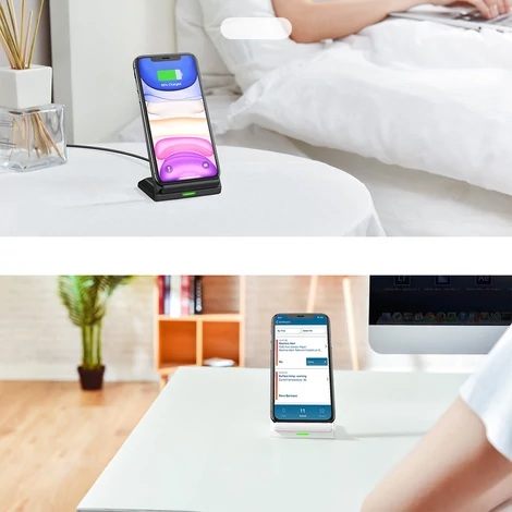 Choetech szett 2 x Qi vezeték nélküli töltőállvány, 10 W, fekete-fehér állvány (T524-S)