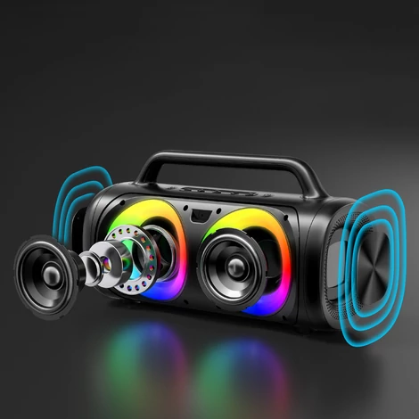 Joyroom 5.1 vezeték nélküli bluetooth hangszóró LED-es színes világítással, fekete (JR-MW02)