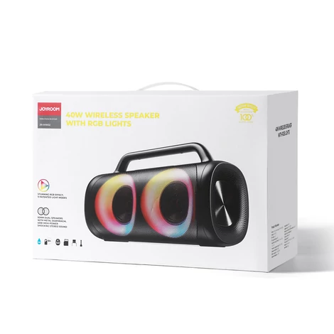 Joyroom 5.1 vezeték nélküli bluetooth hangszóró LED-es színes világítással, fekete (JR-MW02)