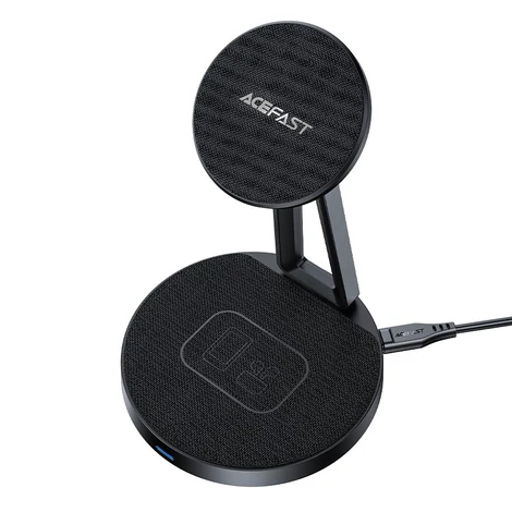 Acefast Qi vezeték nélküli töltő 15W iPhone-hoz (MagSafe-vel) és Apple AirPods állványtartó mágneses tartó fekete (E8 black)