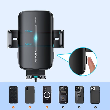 Joyroom autós tartó vezeték nélküli töltővel 15W szellőzőnyíláshoz fekete (JR-ZS245 vent)