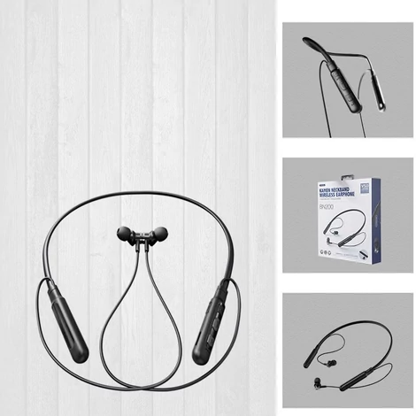 Proda Kamen fülbe helyezhető, vezeték nélküli Bluetooth fülhallgató nyakpánttal, fekete (PD-BN200 black)