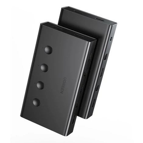 Ugreen KVM (billentyűzet videoegér) kapcsoló 4 x 1 HDMI (aljzat), 4 x USB (aljzat), 4 x USB Type B (aljzat), fekete (CM293)