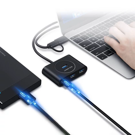 Ugreen multifunkcionális USB HUB Type c - 4 x USB 3.0, 1m, fehér (CR113)