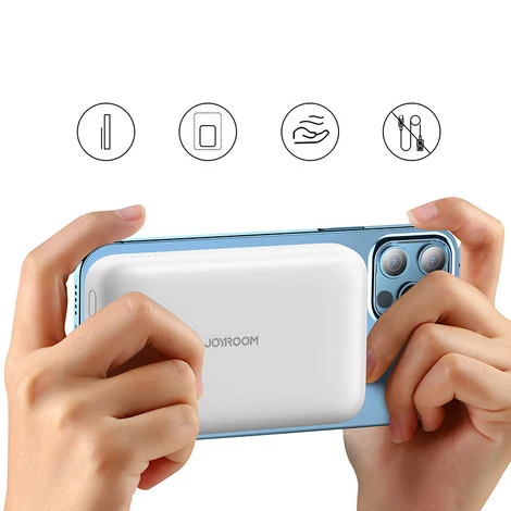 Joyroom Power Bank 10000mAh, 20W, Power Delivery, Quick Charge, 15W mágneses vezeték nélküli Qi töltő iPhone-hoz, MagSafe kompatibilis, kék (JR-W020)