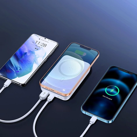 Joyroom Power Bank 10000mAh, 20W, Power Delivery, Quick Charge, 15W mágneses vezeték nélküli Qi töltő iPhone-hoz, MagSafe kompatibilis, kék (JR-W020)